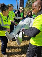 Photo of CERT members participating in search and rescue excercise