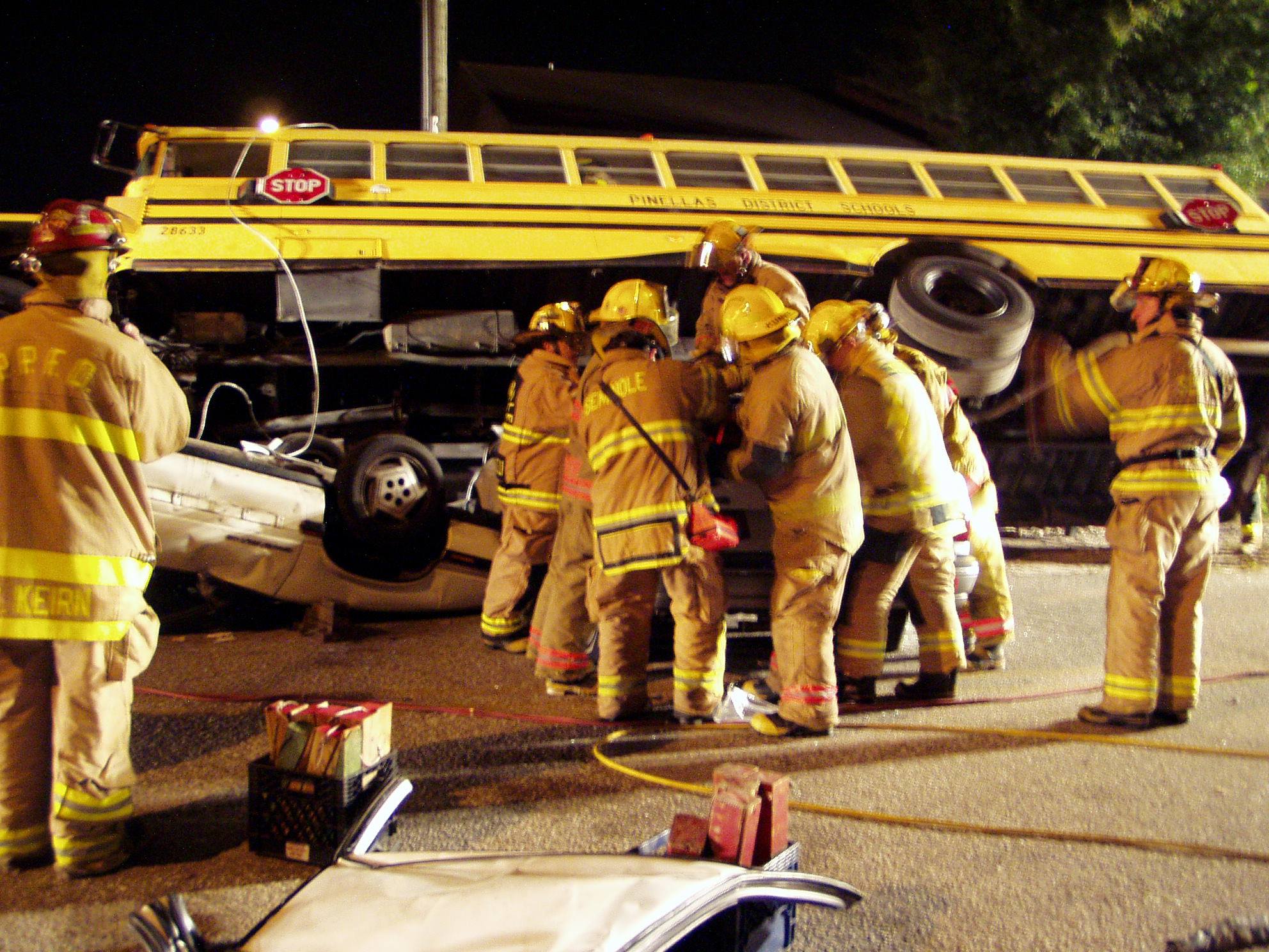 Crashed school bus training scenario