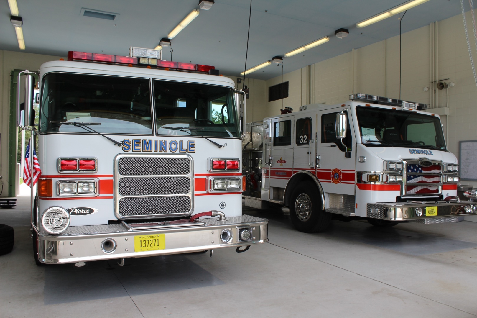 Front of two fire trucks